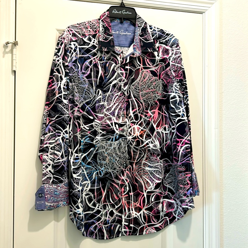 Robert Graham RALSTON Embroidered Abstract $298 Classic Fit large